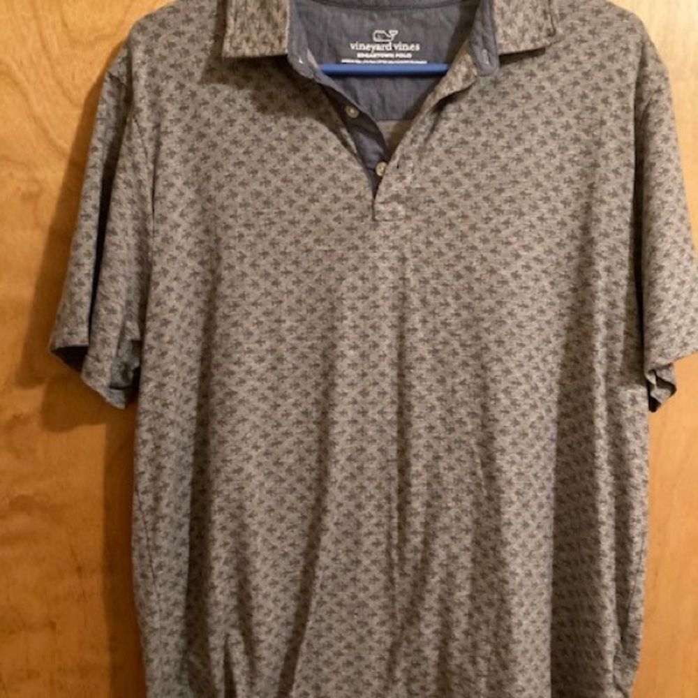 Men’s Vineyard Vines All Over Fish Print Edgartown Polo Shirt Size Medium